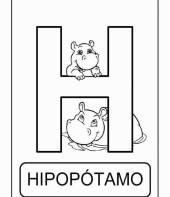 Letra H de hipopótamo (alfabeto dos animais)