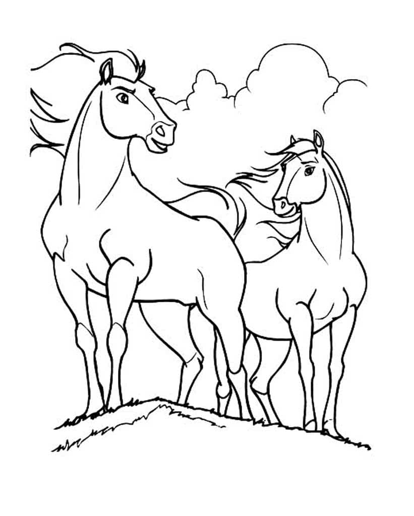 Cavalos para colorir (19 desenhos para imprimir)