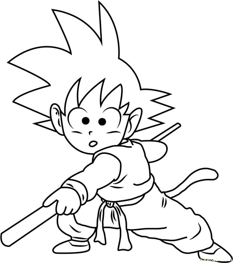 Goku clássico com rabo para colorir - Imprimir Desenhos