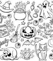 Símbolos do Halloween para colorir