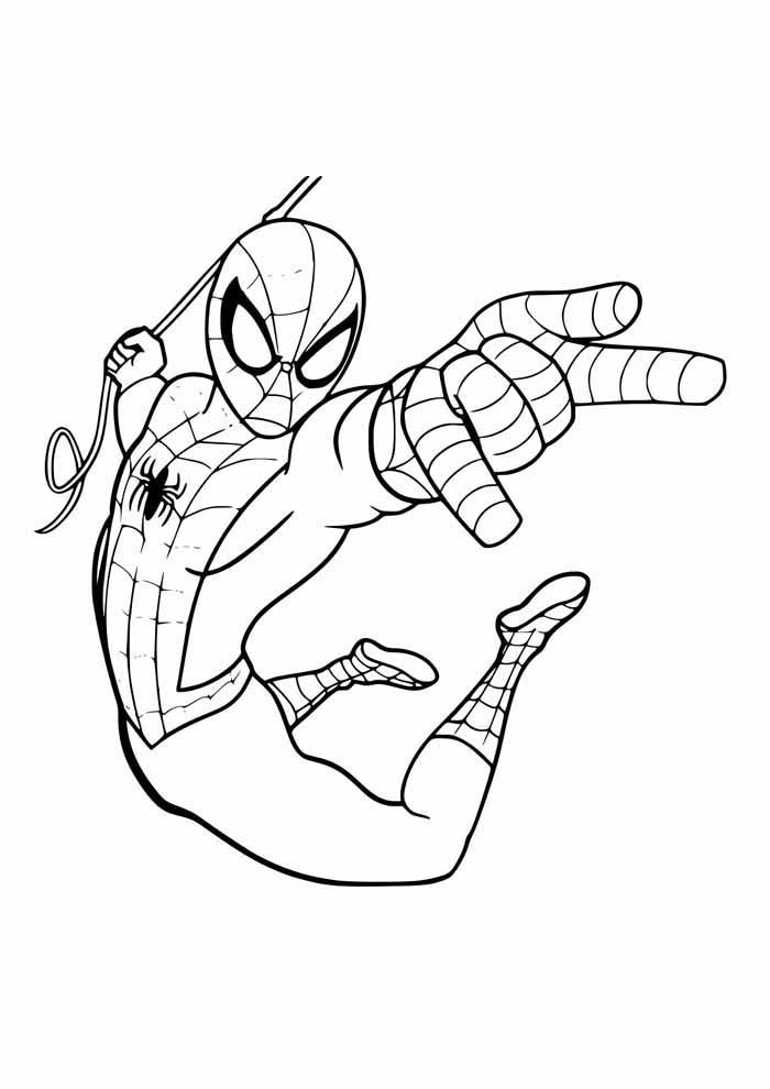 Desenho de Homem-Aranha e um vilão para colorir