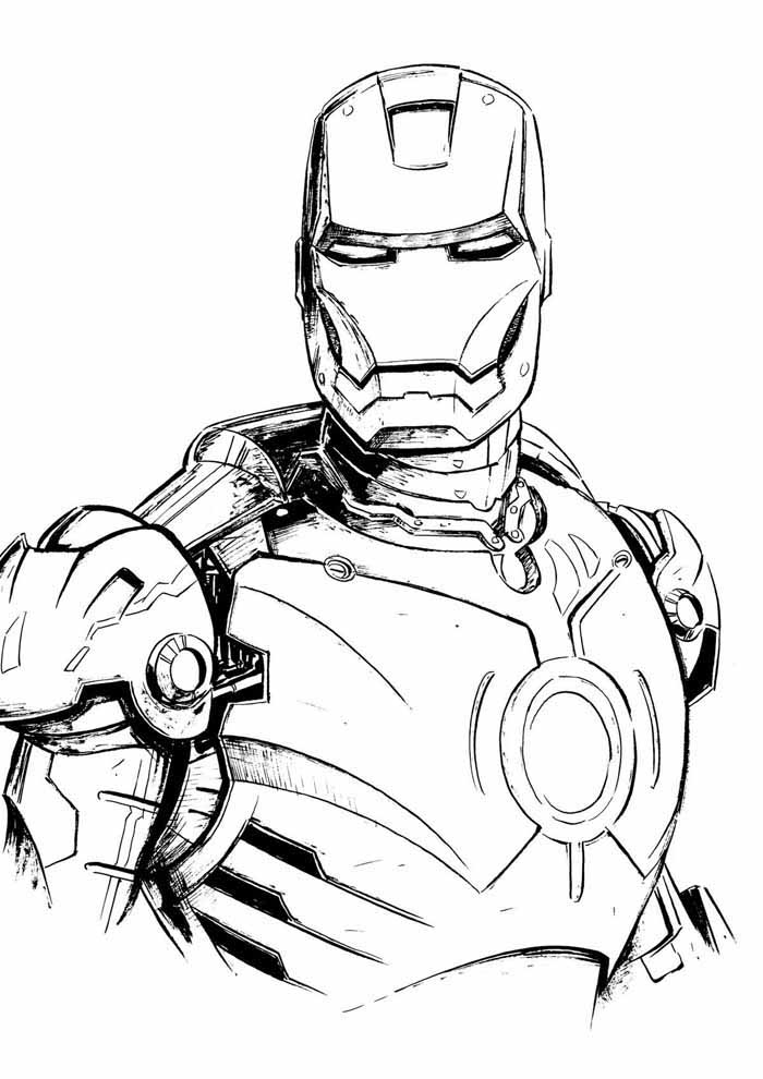 Homem de Ferro para colorir (21 desenhos do Tony Stark)