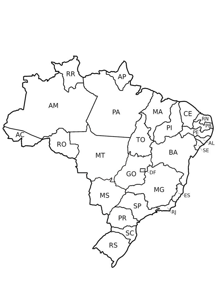 Desenhos do mapa do Brasil para colorir