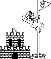 Mario conquistando um dos castelos de Bowser