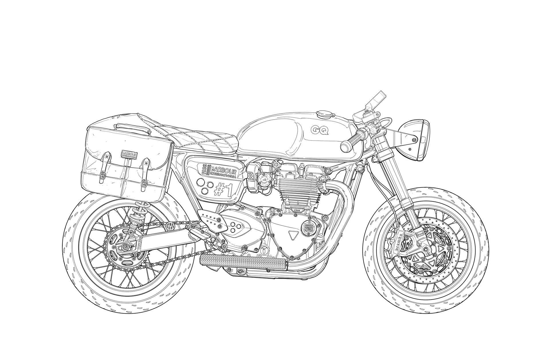 Desenho para colorir de moto · Creative Fabrica