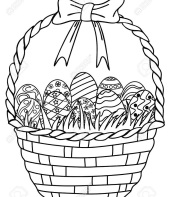 Basket of Easter eggs outline,coloring page