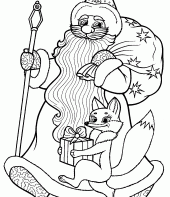 Desenho do Papai Noel com uma raposa
