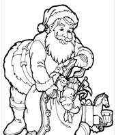 Desenho do Papai Noel com saco de presentes