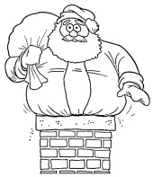 Desenho do Papai Noel na chaminé