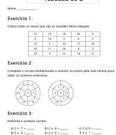 Exercícios com a tabuada do 2