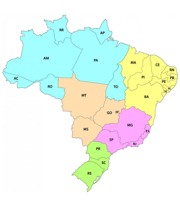 Mapa do Brasil com estados e capitais para imprimir