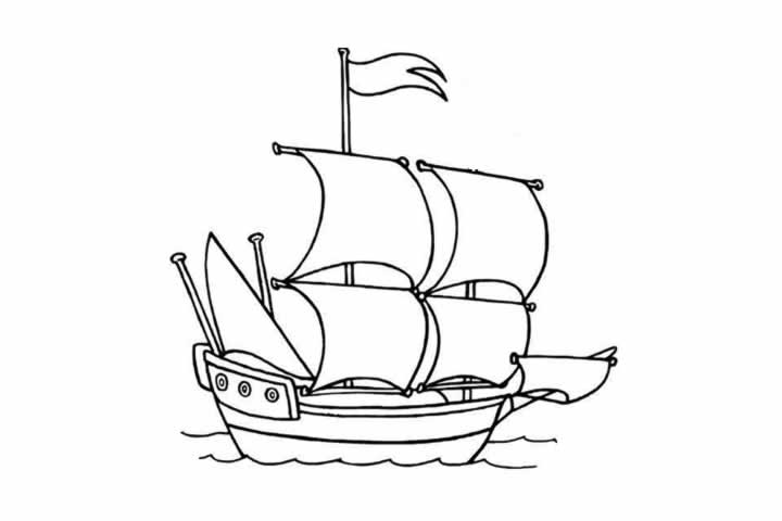 Desenho de um barco a vela para colorir