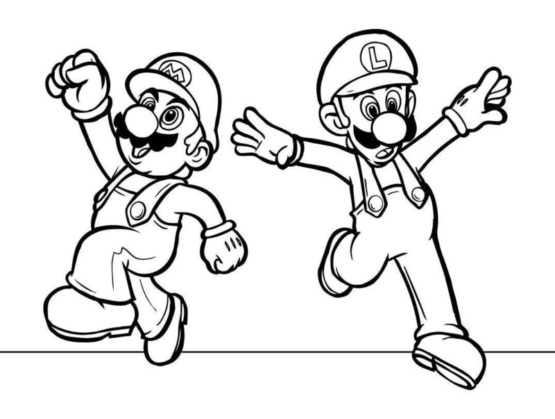 Mario e Luigi para colorir