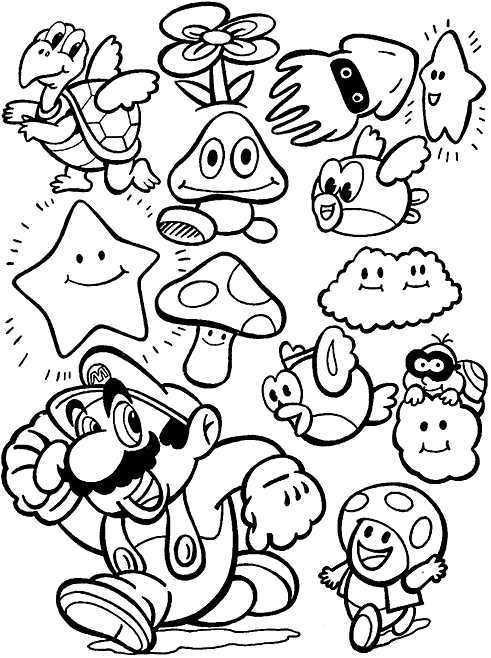 Mario e vários outros personagens da serie
